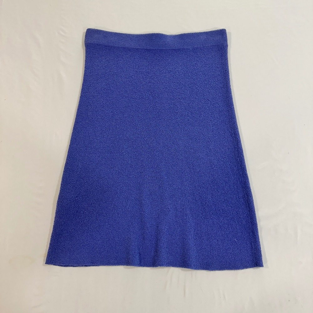 Rebecca Taylor Knit Mini Skirt Womens M Blue Cotton Italian Yarn Textured A-Line
